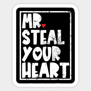 Mr Steal Your Heart Valentines Day Funny V-Day Boys Kids Sticker